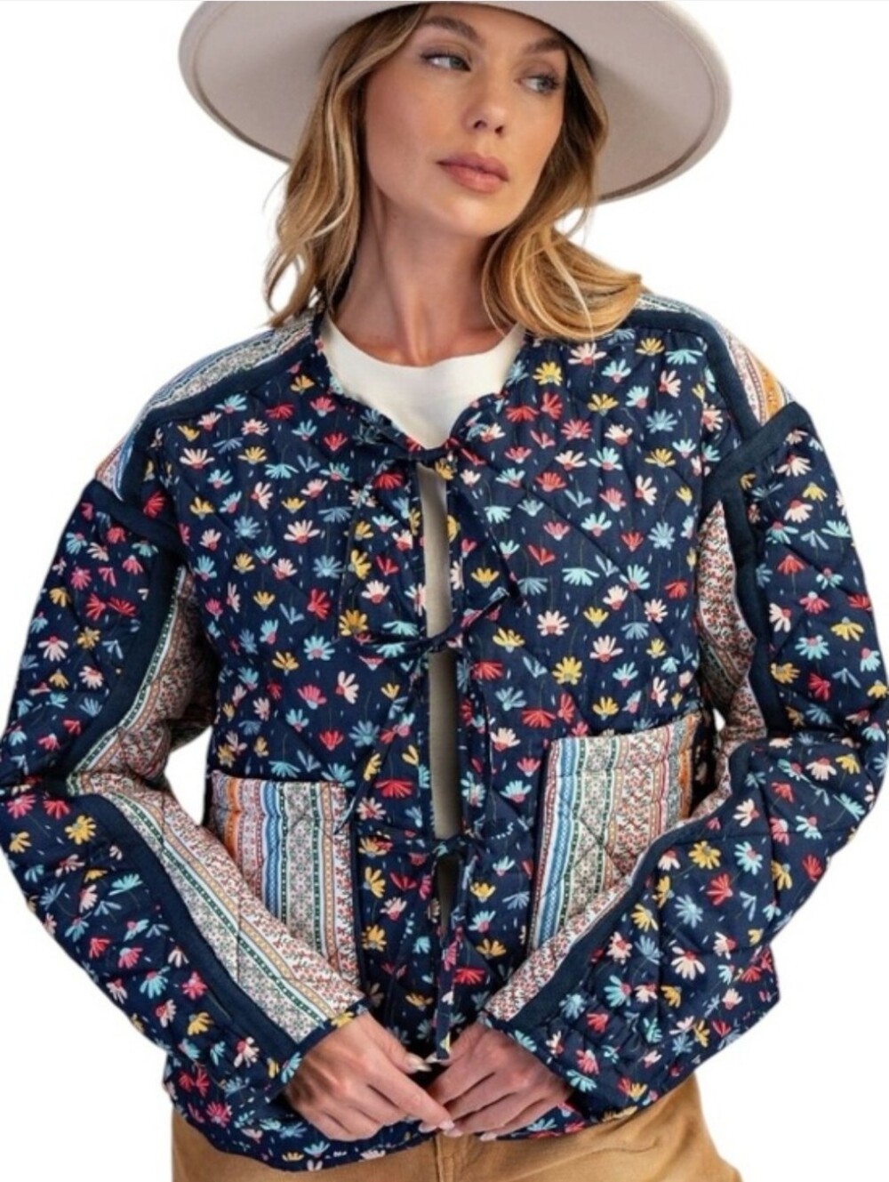 Easel - NWT - Floral Mixed Print Quilted Jacket